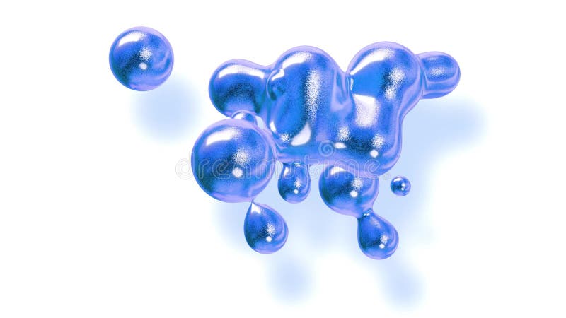 Fond d'abstrait des Amasing metaballs comme si les gouttes de verre ou les sphères remplies d'étincelles bleues fusionnent ensemb illustration stock