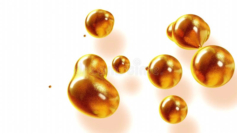Fond d'abstrait des Amasing metaballs comme si les gouttes de verre ou les sphères remplies d'étincelles d'or fusionnent ensemble illustration stock