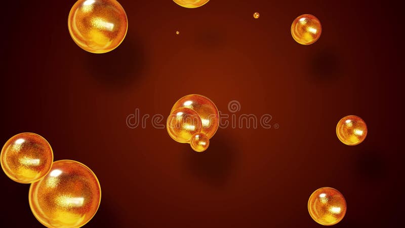 Fond d'abstrait des Amasing metaballs comme si les gouttes de verre ou les sphères remplies d'étincelles d'or fusionnent ensemble illustration stock