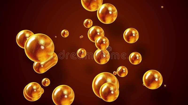 Fond d'abstrait des Amasing metaballs comme si les gouttes de verre ou les sphères remplies d'étincelles d'or fusionnent ensemble illustration de vecteur