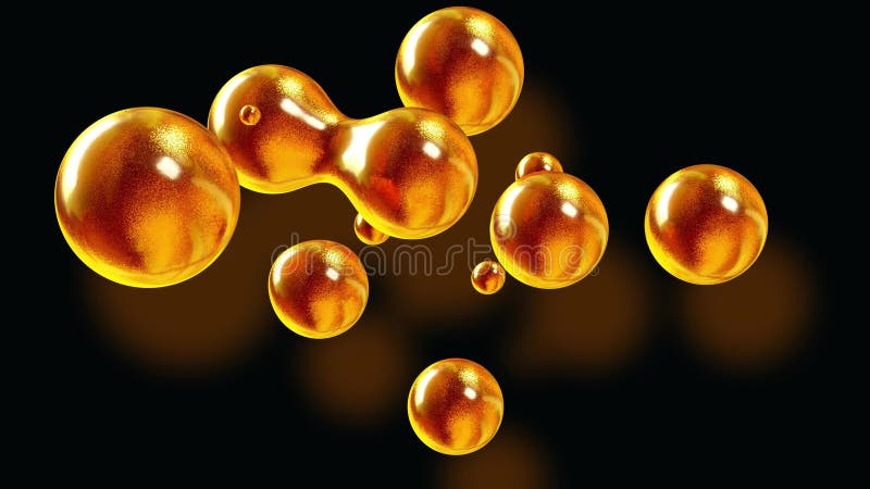 Fond d'abstrait des Amasing metaballs comme si les gouttes de verre ou les sphères remplies d'étincelles d'or fusionnent ensemble illustration libre de droits
