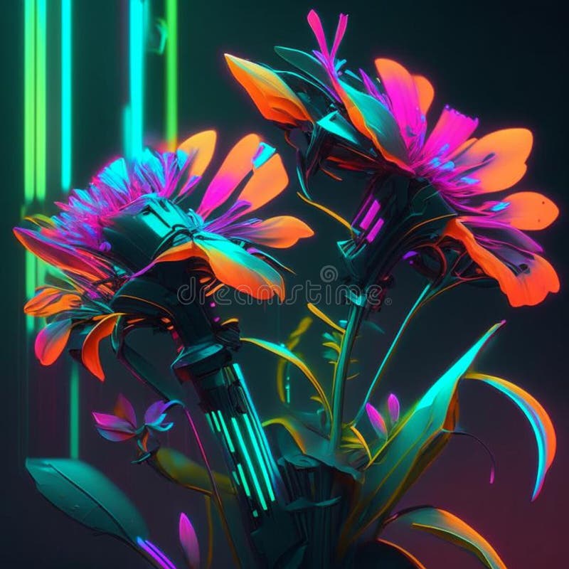 Fond d'art dynamique. création numérique de papier peint design avec fleurs