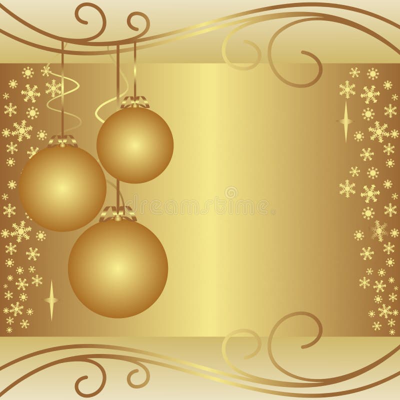 Fond d'or de Noël avec des boules. illustration de vecteur Fond d'or de Noël avec des boules. illustration de vecteur