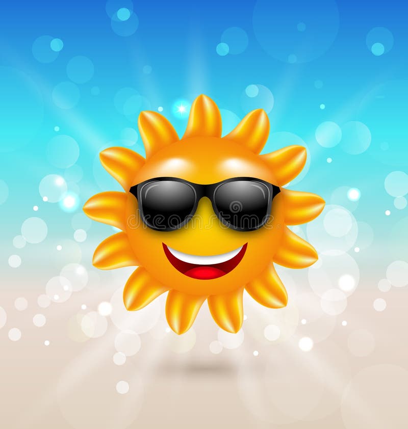 Fond d'été de résumé bonjour avec l'été gai Sun dans des lunettes de soleil illustration de vecteur Fond d'été de résumé bonjour avec l'été gai Sun dans des lunettes de soleil illustration de vecteur