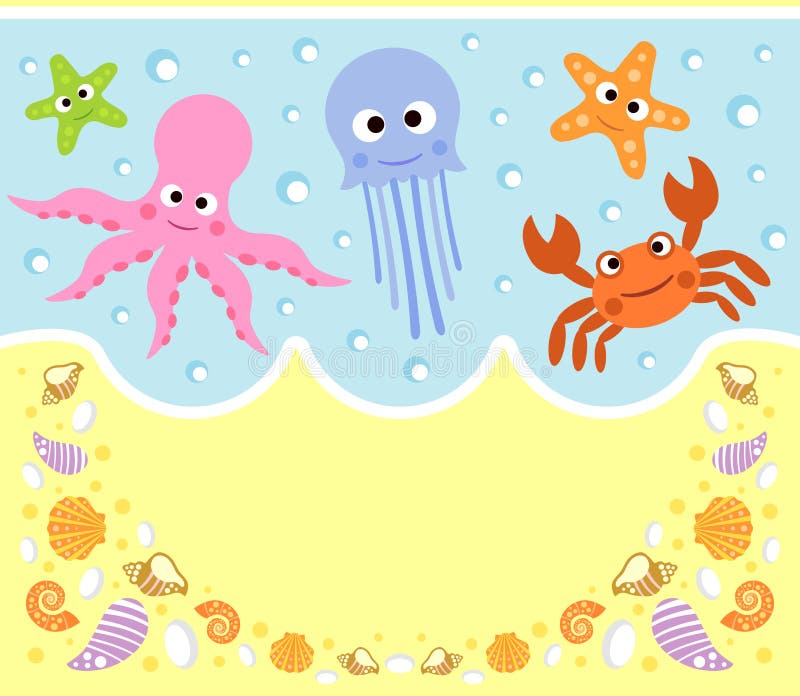 Fond de bande dessinée d'animaux de mer illustration libre de droits Fond de bande dessinée d'animaux de mer illustration libre de droits