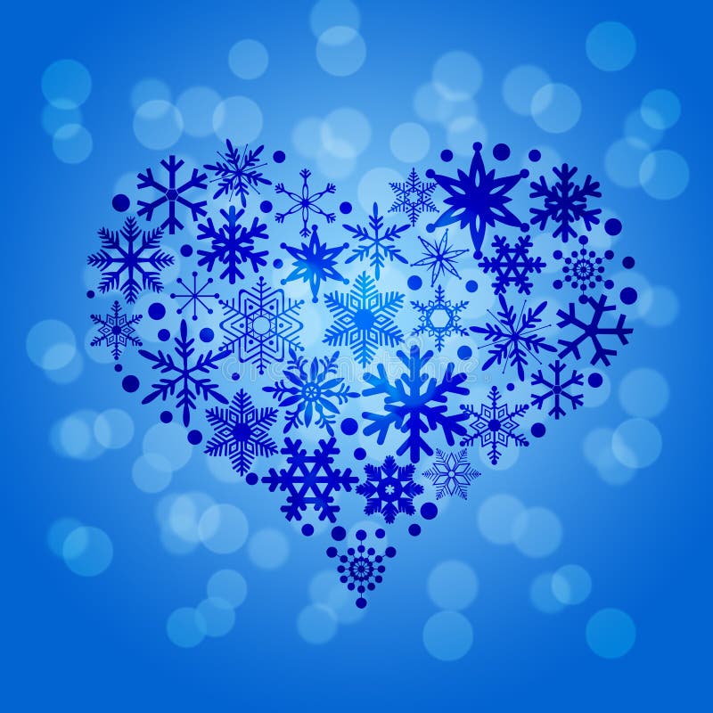 Fond de Blurr de forme de coeur de flocons de neige de Noël illustration de vecteur Fond de Blurr de forme de coeur de flocons de neige de Noël illustration de vecteur