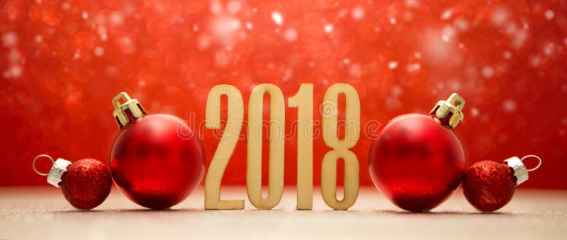 Fond 2018 de bonne année avec la décoration de Noël image libre de droits Fond 2018 de bonne année avec la décoration de Noël image libre de droits