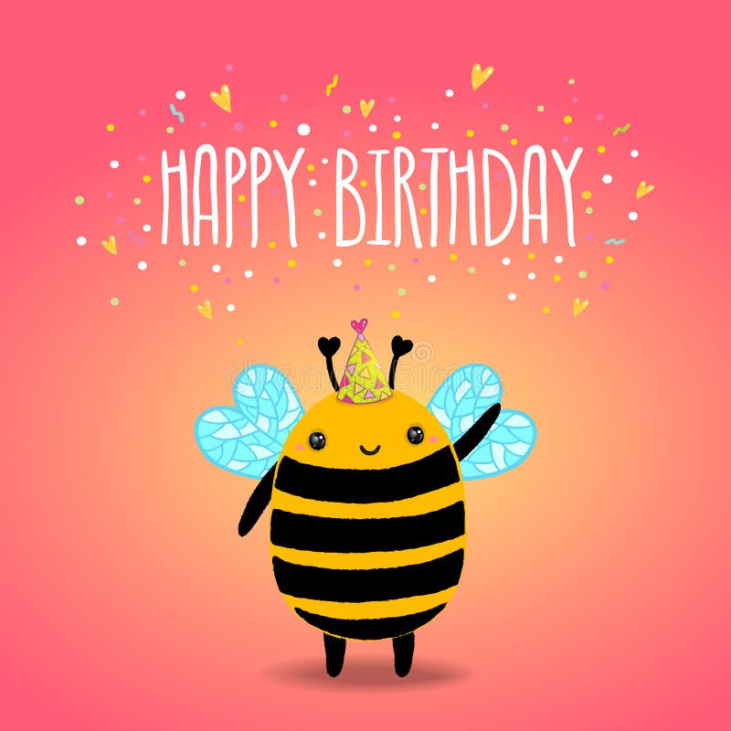 Carte D'anniversaire Avec L'abeille Et Le Ballon Illustration de Vecteur -  Illustration du enfant, lumineux: 16404810