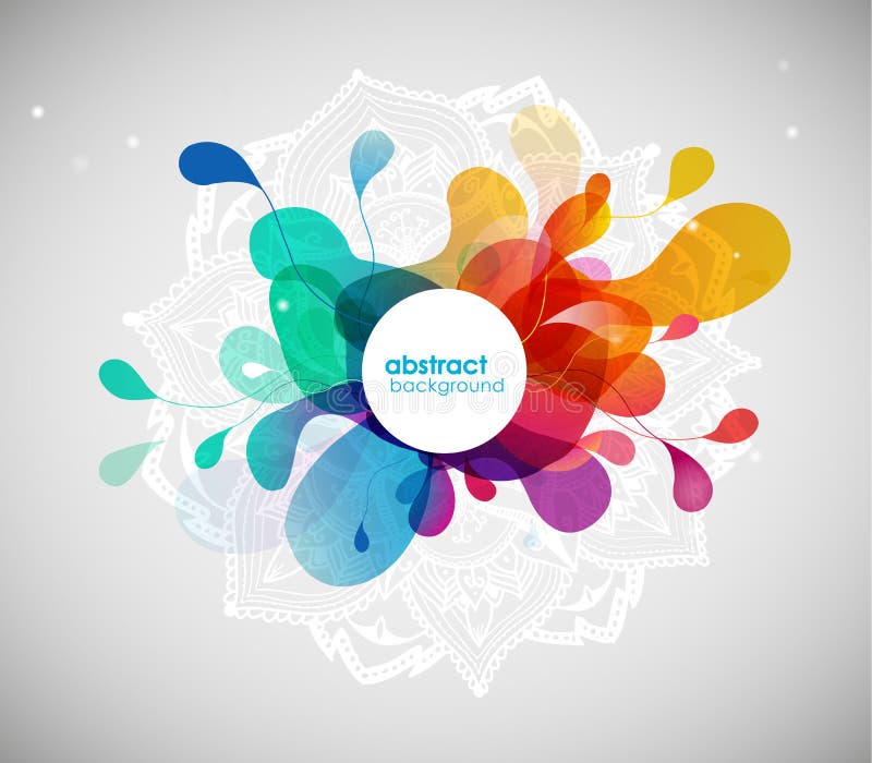 Fond de flori de culoare abstractă, cu cercuri și mandala. royalty free illustration