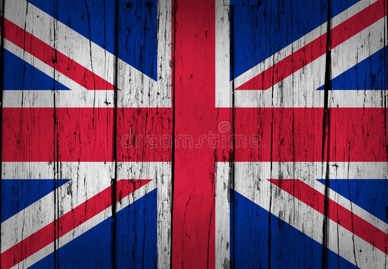 United Kingdom grunge wood background with British flag painted on aged wooden wall. United Kingdom grunge wood background with British flag painted on aged wooden wall.