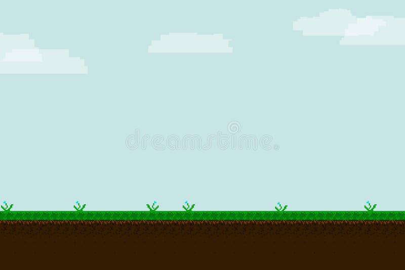 Fond de jeu d'art de pixel avec la terre illustration libre de droits Fond de jeu d'art de pixel avec la terre illustration libre de droits