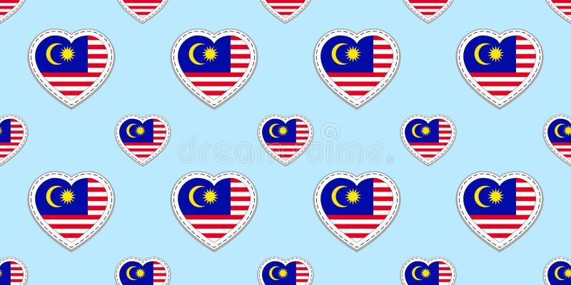 Fond de la Malaisie Modèle sans couture de drapeau malaisien Stikers de vecteur Symboles de coeurs d'amour Bon choix pour des pag illustration libre de droits Fond de la Malaisie Modèle sans couture de drapeau malaisien Stikers de vecteur Symboles de coeurs d'amour Bon choix pour des pag illustration libre de droits