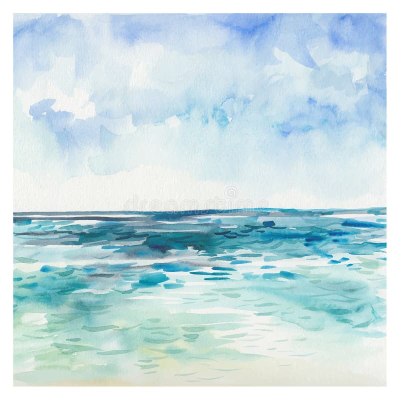 Fond De Mer D'aquarelle Illustration de Vecteur - Image: 56899164