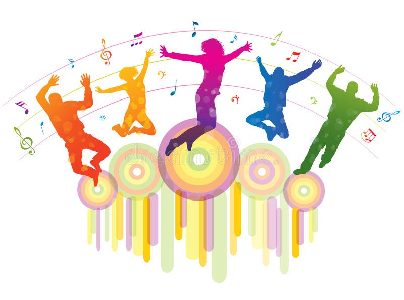 Musique de fond avec des gens qui dansent illustration de vecteur