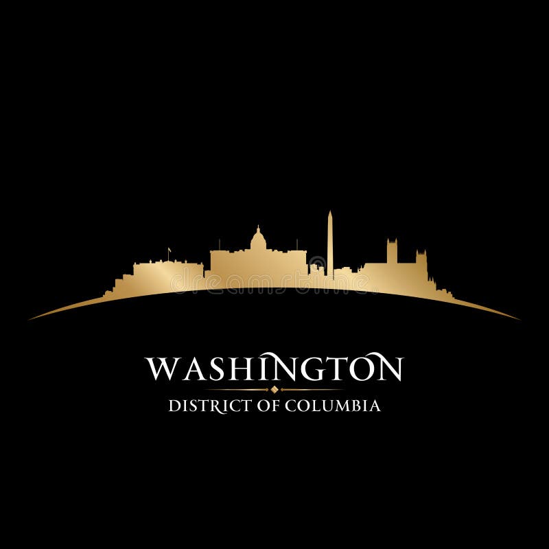 Fond de noir de silhouette d'horizon de ville de Washington DC illustration stock Fond de noir de silhouette d'horizon de ville de Washington DC illustration stock