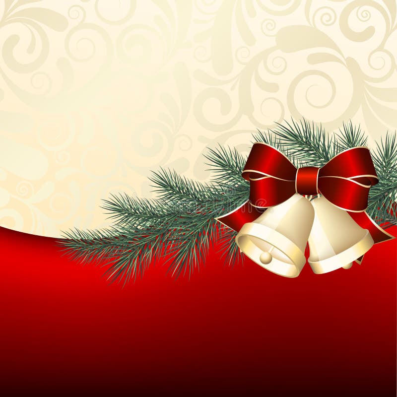 Christmas background with gold bells. Vector illustration. Christmas background with gold bells. Vector illustration