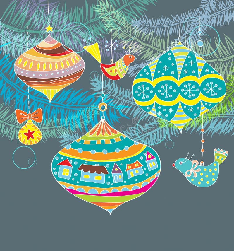 Fond de Noël avec les décorations mignonnes illustration libre de droits Fond de Noël avec les décorations mignonnes illustration libre de droits