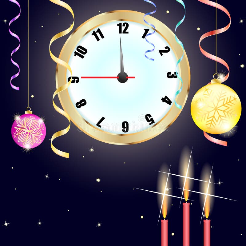 Fond de Noël Fond de bonne année avec l'horloge illustration de vecteur Fond de Noël Fond de bonne année avec l'horloge illustration de vecteur