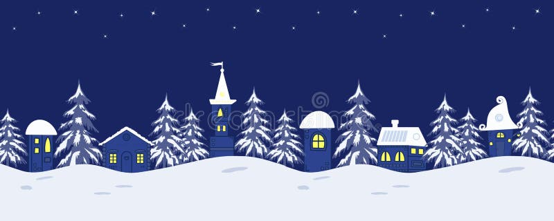 Fond de Noël Paysage d'hiver de conte de fées Cadre sans joint illustration stock Fond de Noël Paysage d'hiver de conte de fées Cadre sans joint illustration stock