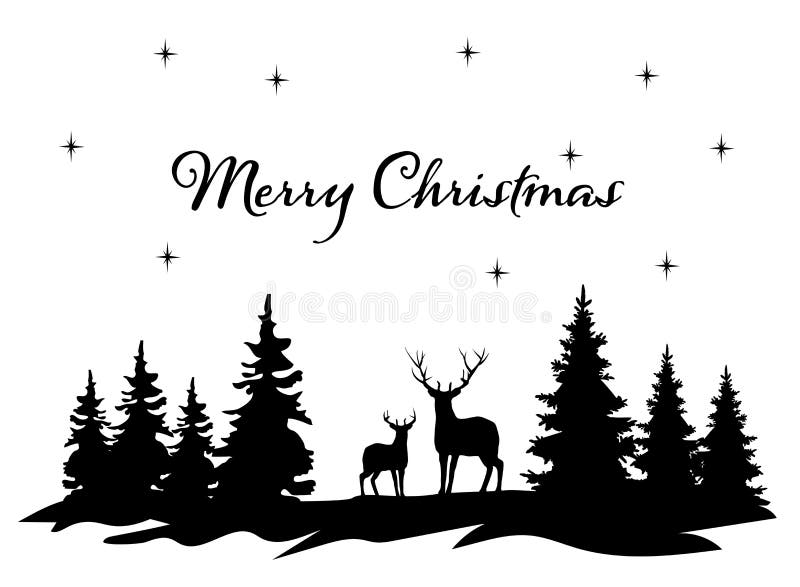 Fond de noël vectoriel. noël de la forêt de cerfs. illustration stock