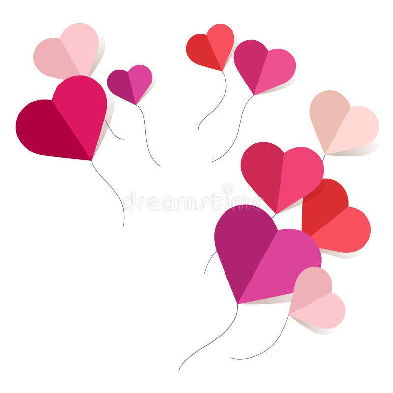 Coeurs De Papier, Saint-Valentin Illustration Stock - Illustration du papier,  coeur: 65721176