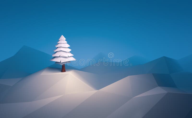 fond de scène de Noël d'arbre d'hiver de l'illustration 3d bas poly illustration libre de droits fond de scène de Noël d'arbre d'hiver de l'illustration 3d bas poly illustration libre de droits