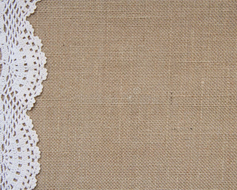 Fond De Toile De Jute Avec La Dentelle Photo stock - Image 