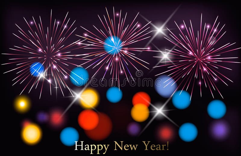 Holiday background with colorful fireworks. Happy New Year! Vector illustration. Holiday background with colorful fireworks. Happy New Year! Vector illustration