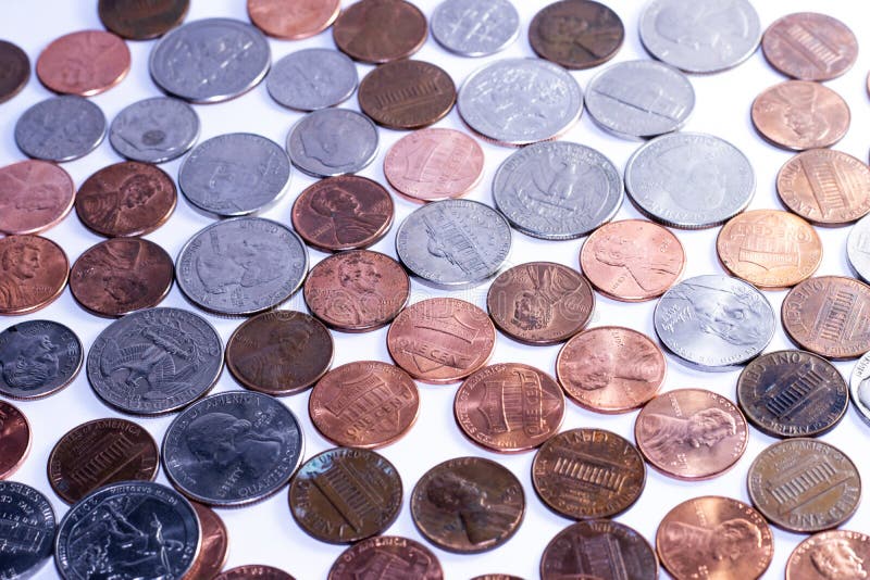 Fond des pièces de monnaie américaines pour l'économie images libres de droits Fond des pièces de monnaie américaines pour l'économie images libres de droits