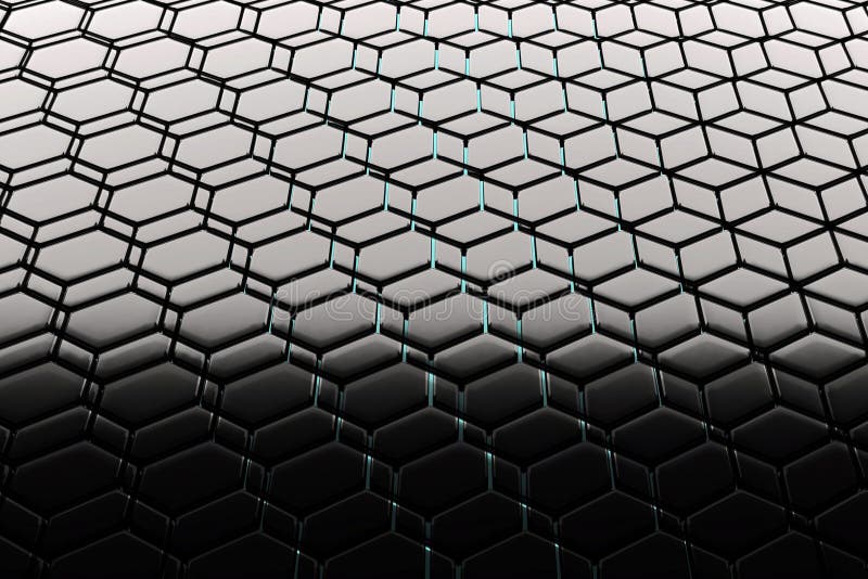 Background - hexagonal lattice structure similar to a honeycomb. Black cell honeycomb. 3D visualization, illustration, background. Background - hexagonal lattice structure similar to a honeycomb. Black cell honeycomb. 3D visualization, illustration, background