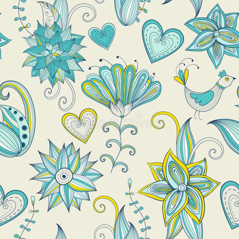 Fond floral desenat manual, colorat. tipar fără probleme. royalty free illustration
