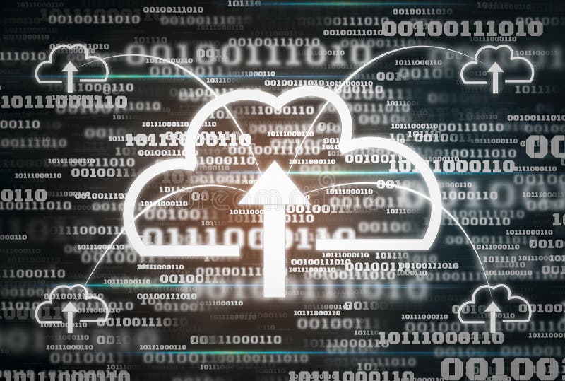 Fond futuriste de code binaire de donn?es num?riques et technologie de calcul d'ic?ne de nuage, concept de maintenir de grandes d photographie stock libre de droits Fond futuriste de code binaire de donn?es num?riques et technologie de calcul d'ic?ne de nuage, concept de maintenir de grandes d photographie stock libre de droits