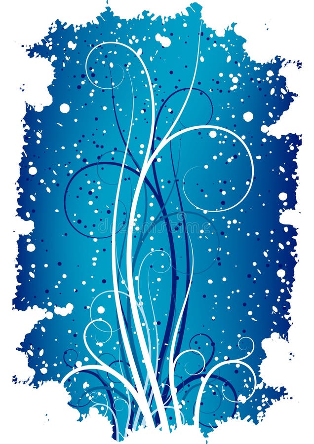 Fond grunge de l'hiver abstrait avec des éclailles et des défilements illustration stock Fond grunge de l'hiver abstrait avec des éclailles et des défilements illustration stock