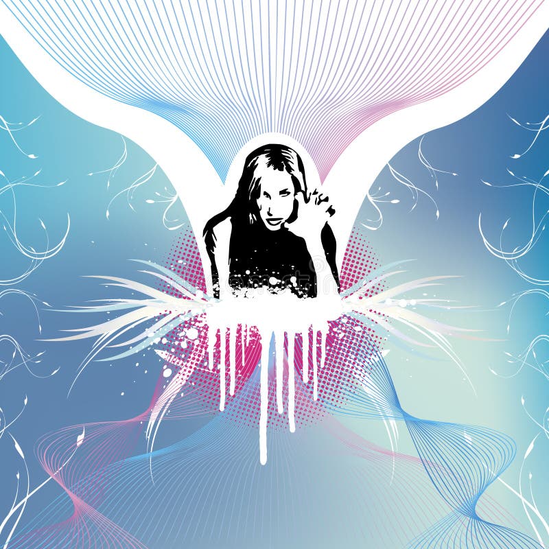 Fond grunge floral de fille agressive illustration libre de droits Fond grunge floral de fille agressive illustration libre de droits