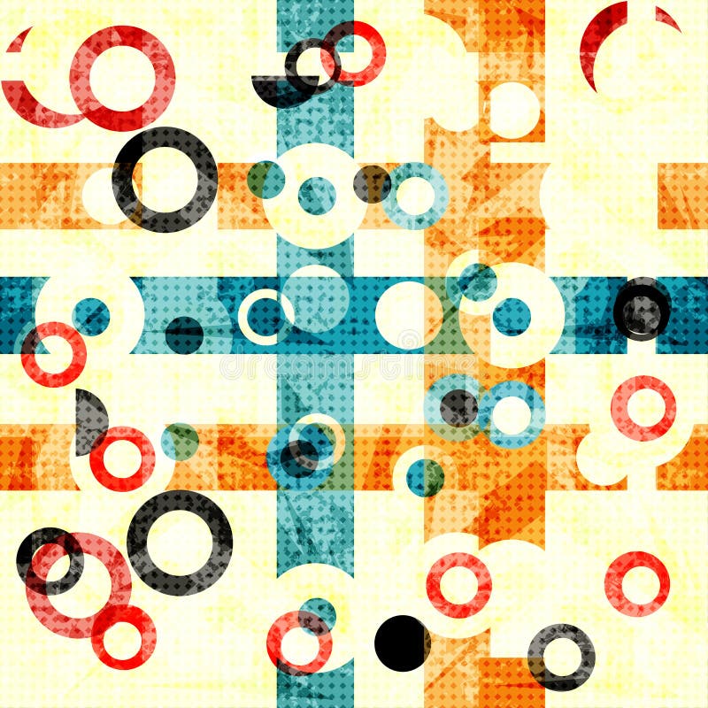 Fond géométrique abstrait sensible cercles colorés et lignes Effet grunge Illustration illustration de vecteur