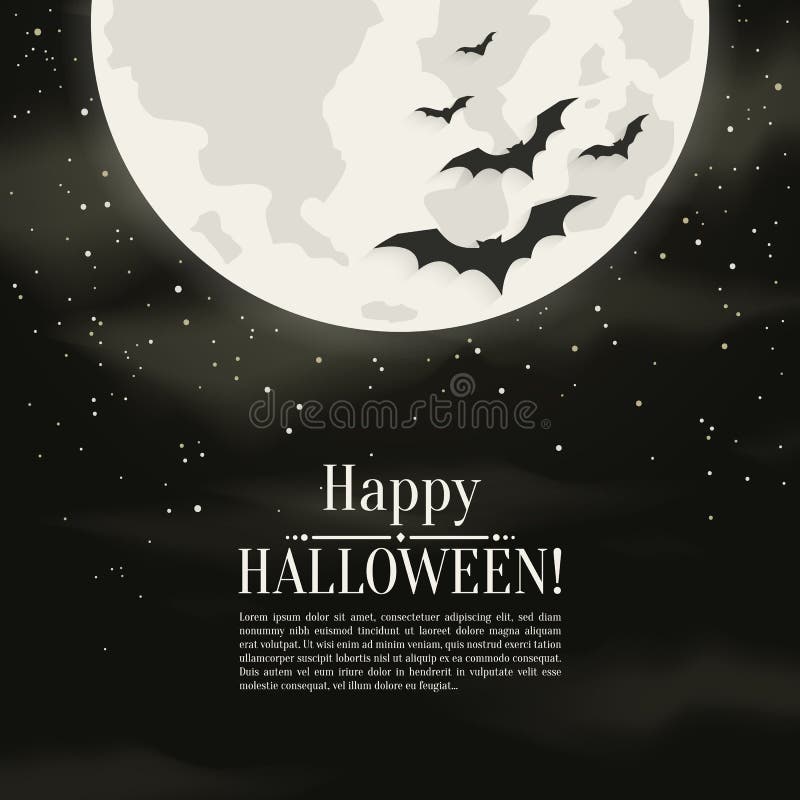 Fond heureux de Halloween avec des battes de lune et de silhouettes Illustration de vecteur illustration libre de droits Fond heureux de Halloween avec des battes de lune et de silhouettes Illustration de vecteur illustration libre de droits