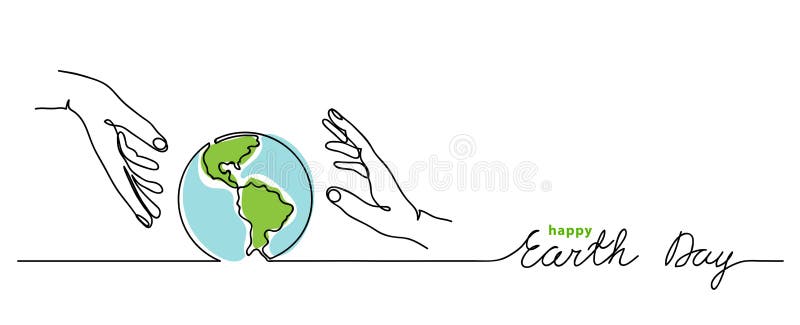 Fond heureux de vecteur de jour de la terre. Planète et mains simples. illustration libre de droits