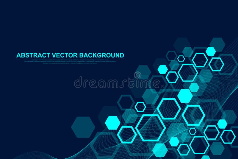 Fond hexagonal abstrait avec des vagues Structures moléculaires hexagonales Fond futuriste de technologie en science illustration libre de droits Fond hexagonal abstrait avec des vagues Structures moléculaires hexagonales Fond futuriste de technologie en science illustration libre de droits