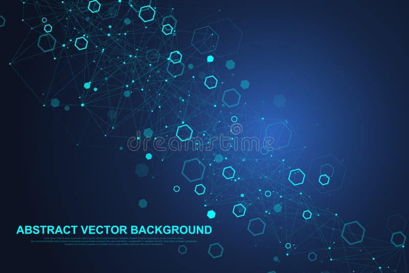 Fond hexagonal abstrait avec des vagues Structures moléculaires hexagonales Fond futuriste de technologie en science illustration stock Fond hexagonal abstrait avec des vagues Structures moléculaires hexagonales Fond futuriste de technologie en science illustration stock
