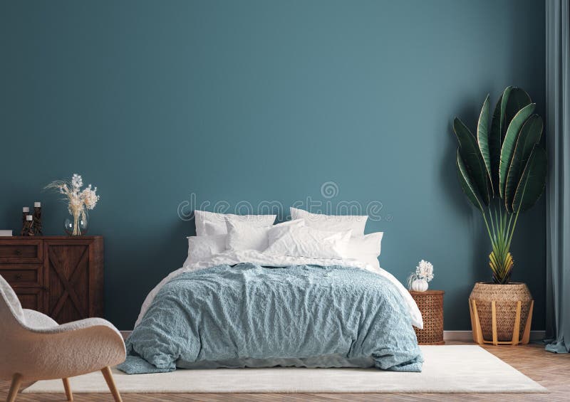 Fond intérieur à la maison prototypes, chambre vert foncé avec la paume enrobage illustration de vecteur