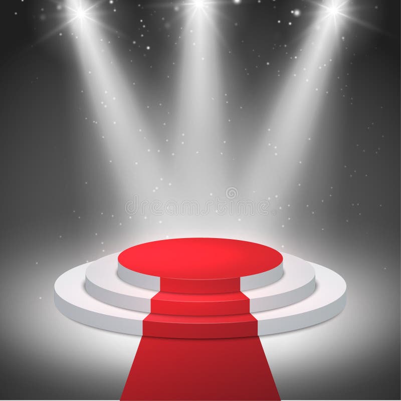 Fond luminos al podiumului. etapă piedestală pentru prezentare sau afișare. design al scenei luminii vectoriale vector illustration
