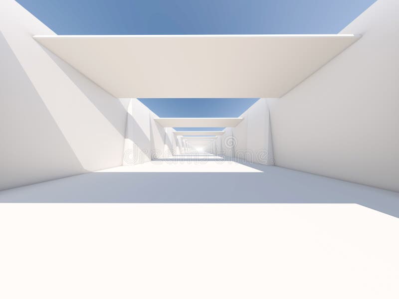 Fond moderne abstrait d'architecture, l'espace ouvert blanc vide