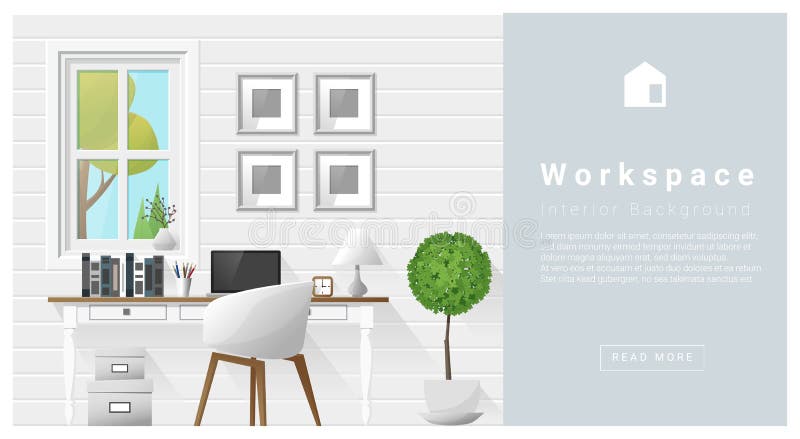 Download Fond Moderne D'espace De Travail De Conception Intérieure Illustration de Vecteur - Illustration du maison, bureau: 77153317