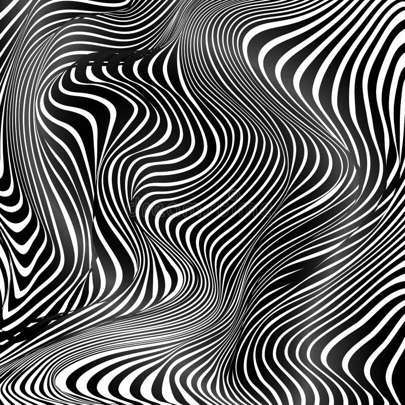 Fond Noir Et Blanc Abstrait De Vagues De Rayures Illustration de