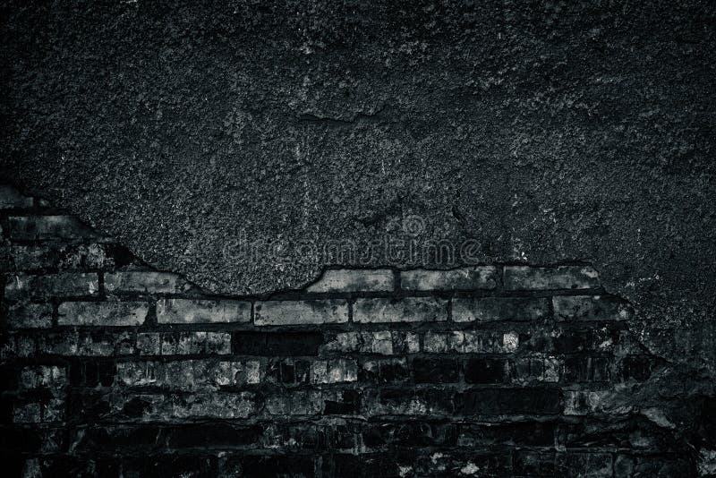 Fond Noir Et Blanc Sombre De Vieux Mur De Briques Foncé