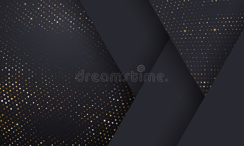 Fond noir géométrique d'or et de modèle tramé argenté Le scintillement d'or de vecteur a pointillé des étincelles ou la texture t Fond noir géométrique d'or et de modèle tramé argenté Le scintillement d'or de vecteur a pointillé des étincelles ou la texture t