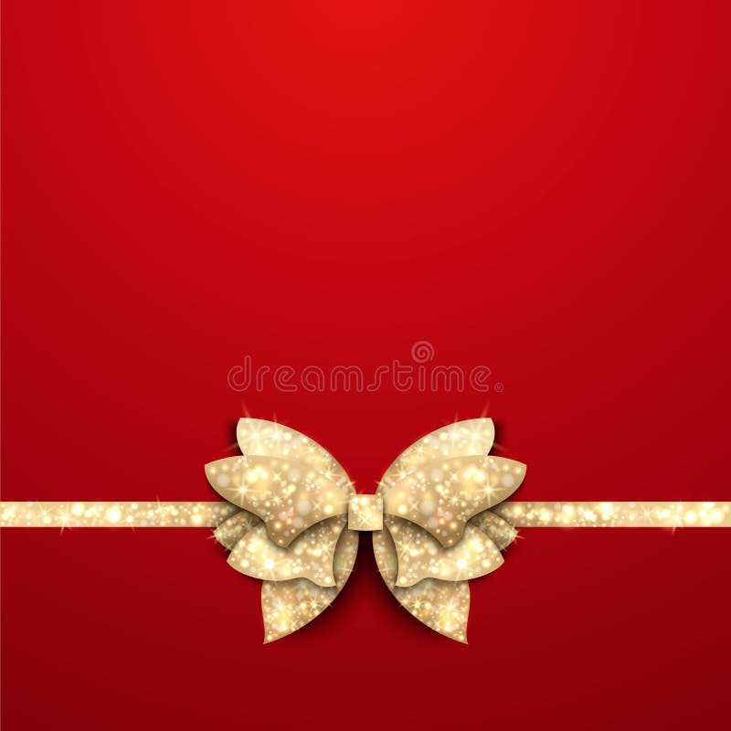 Fond rouge de Noël avec l'arc d'or illustration stock Fond rouge de Noël avec l'arc d'or illustration stock