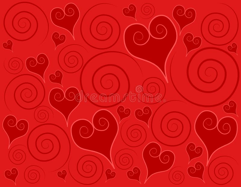 Fond rouge décoratif de remous de coeurs illustration de vecteur Fond rouge décoratif de remous de coeurs illustration de vecteur