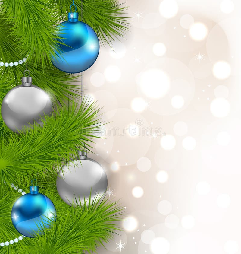 Fond rougeoyant de Noël avec des branches de sapin et des boules en verre illustration libre de droits Fond rougeoyant de Noël avec des branches de sapin et des boules en verre illustration libre de droits