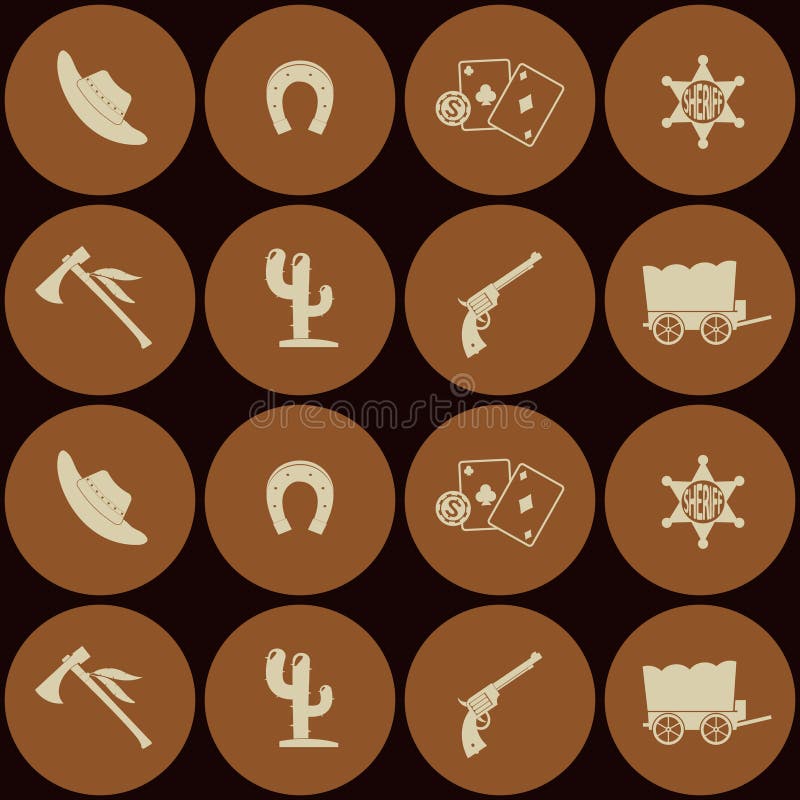 Fond sans couture avec des cowboys et le thème occidental sauvage illustration de vecteur Fond sans couture avec des cowboys et le thème occidental sauvage illustration de vecteur